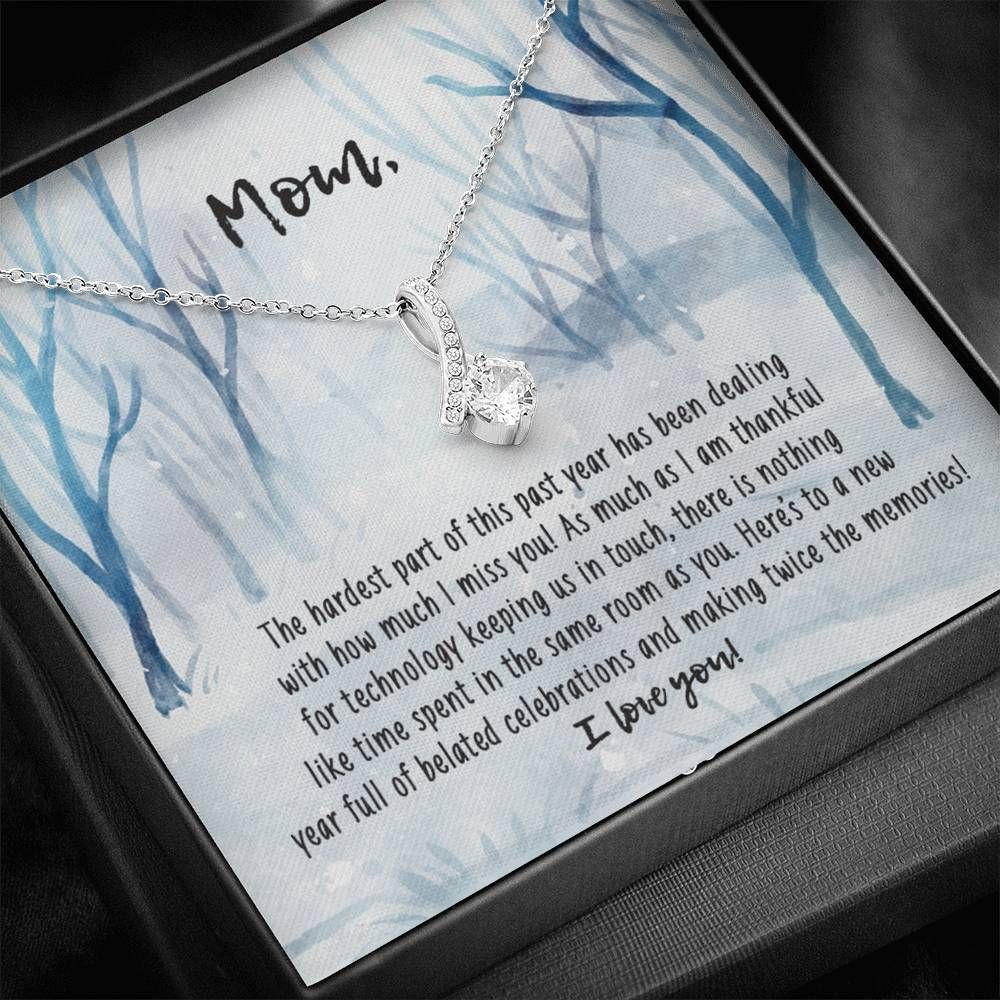 I Love You Winter Gift For Mom 14K White Gold Alluring Beauty Necklace