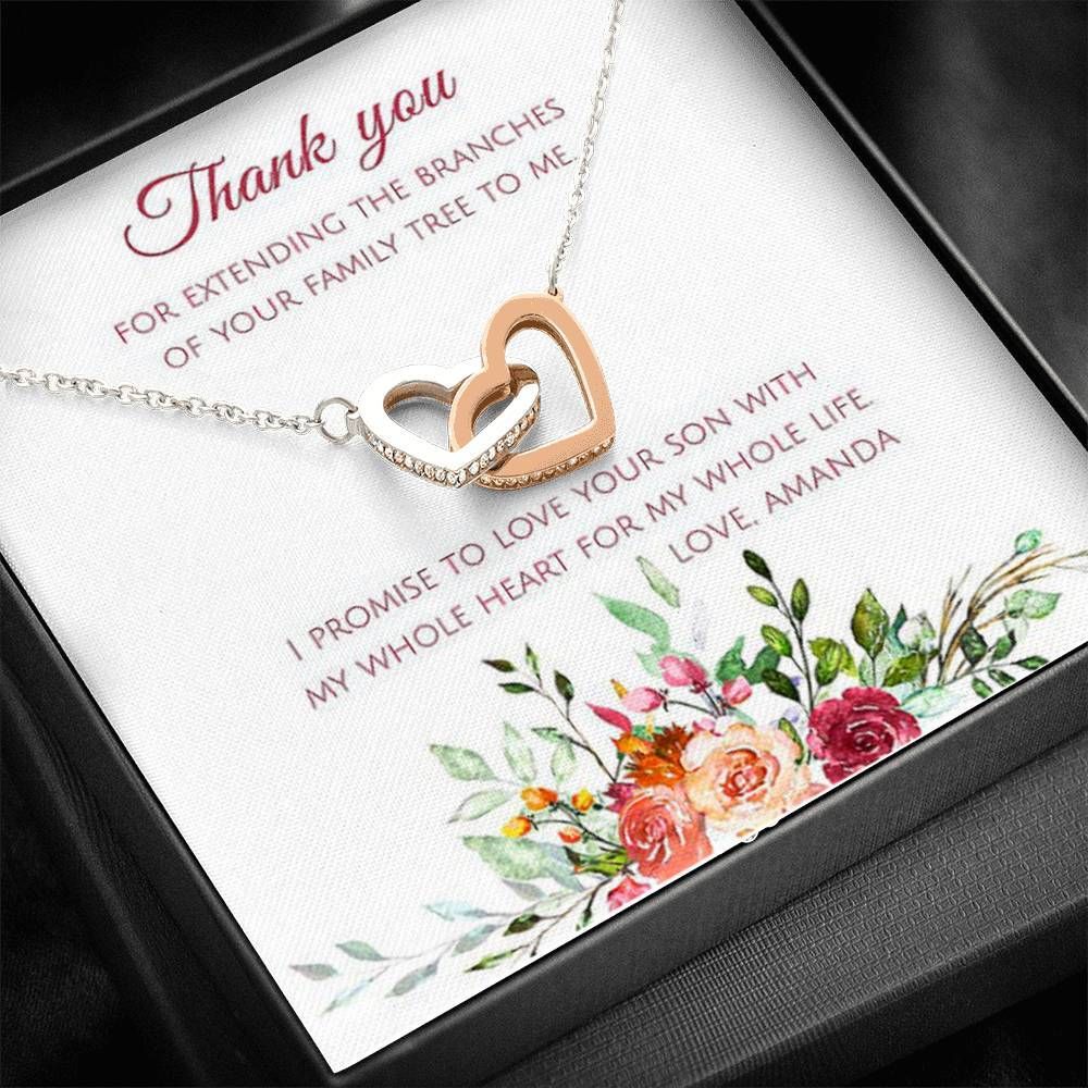 Gift For Mother In Law Love Your Son With My Whole Heart Interlocking Hearts Necklace