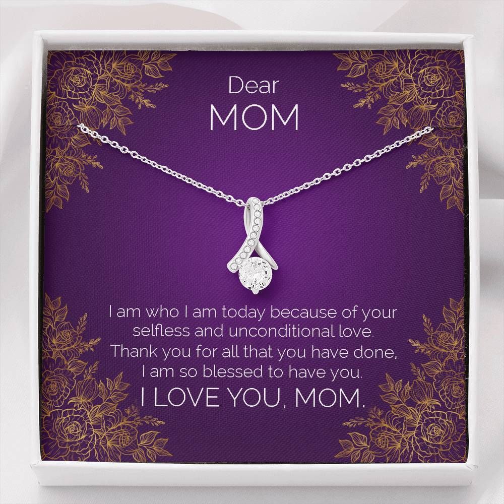 Gift For Mom Blessed To Have You 14K White Gold Alluring Beauty Necklace