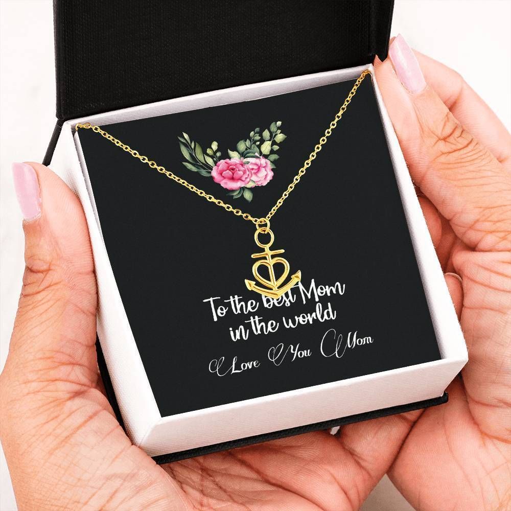 I Love You Mom Anchor Necklace Gift For Mom
