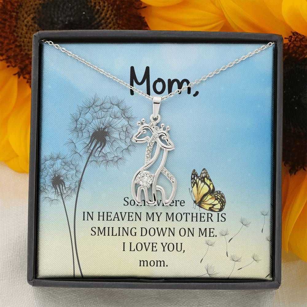 She Is Smiling Down On Me Giraffe Couple Necklace Memorial Gifts For Mother