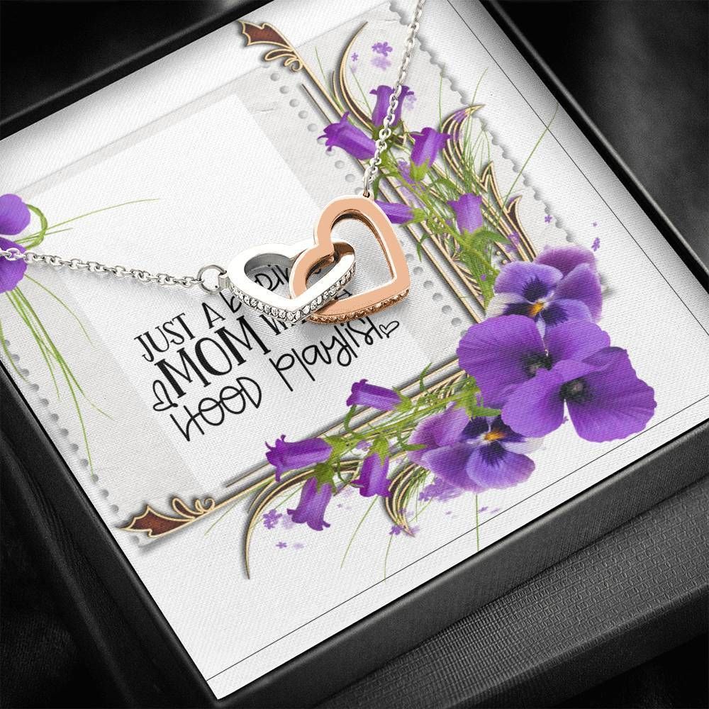 Beautiful Orchid Flowers Interlocking Hearts Necklace Gift For Mom