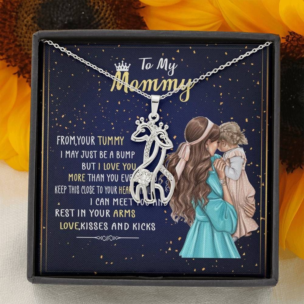 I May Just Be A Bump But I Love You Giraffe Couple Necklace Gift For Mom