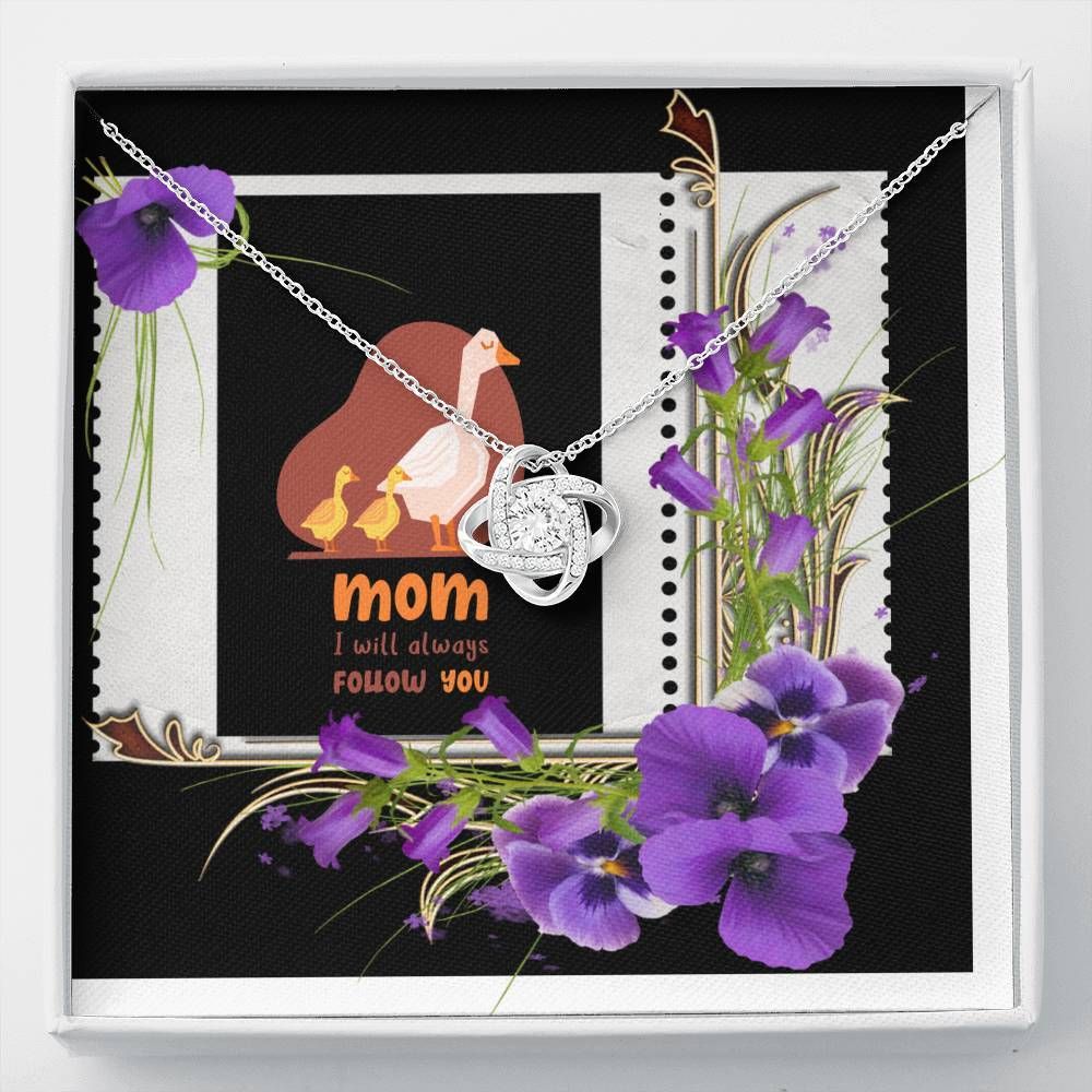 Mom I Will Always Follow You Ducks With Orchid Love Knot Necklace For Mom