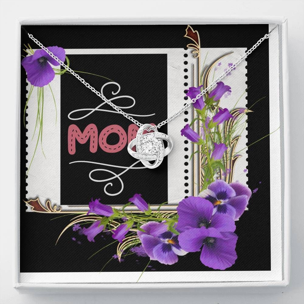 Mom With Purple Orchid Flowers Love Knot Necklace For Mom