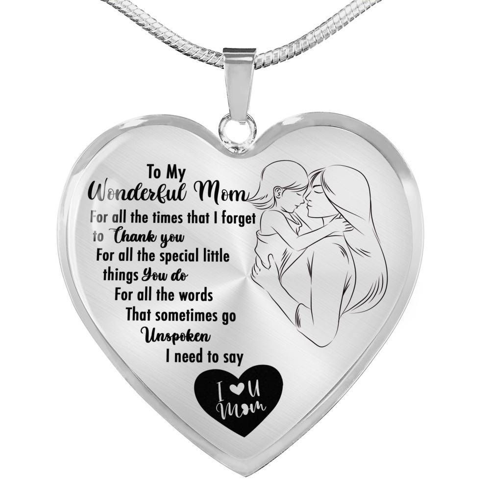 Thanks For All The Special Little Things You Do Heart Pendant Necklace For Mom