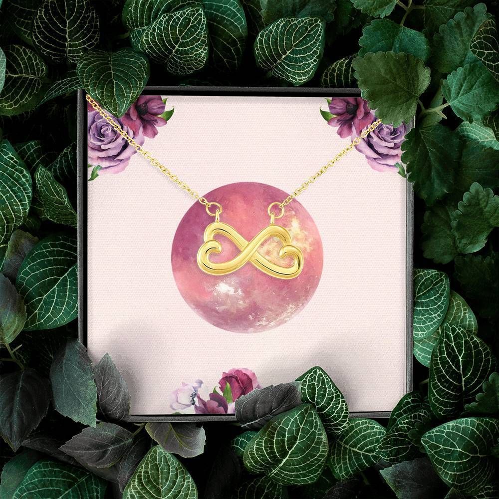 Pink Moon Heart Gift For Mom Or Sister Infinity Heart Necklace