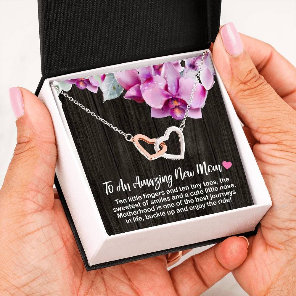 Motherhood Is One Of The Best Journeys Interlocking Hearts Necklace For Mom To Be