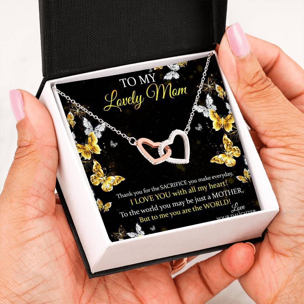 Love You With All My Heart Interlocking Hearts Necklace For Mom