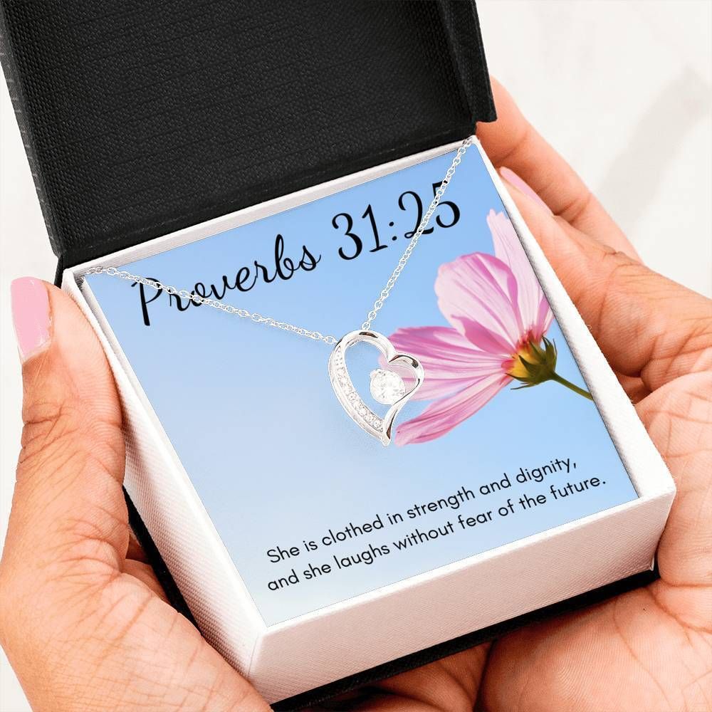 Proverbs She Is Clothed In Strength Forever Love Necklace For Mom