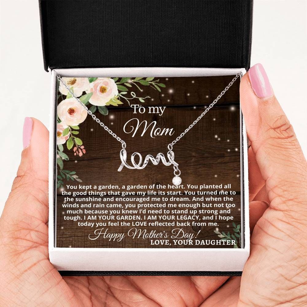 Happy Mother's Day Scripted Love Necklace For Mom