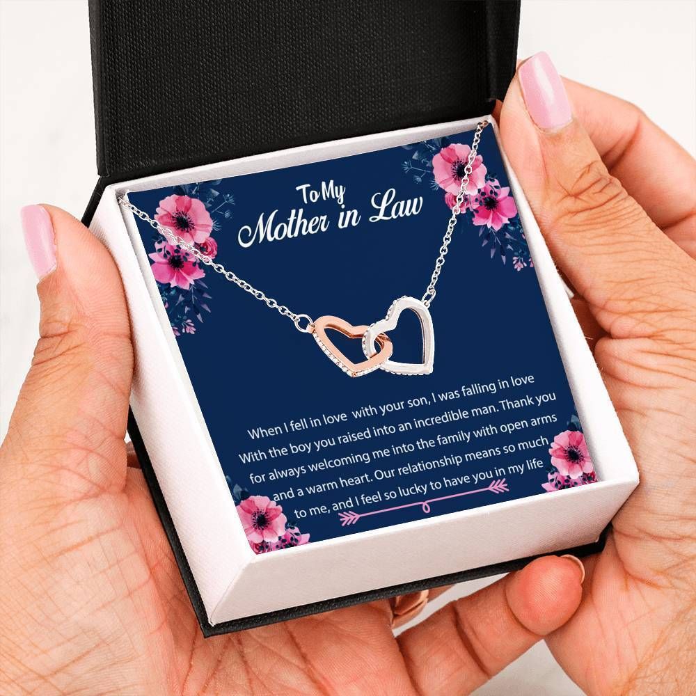 Thank You Interlocking Hearts Necklace Gift For Mother In Law