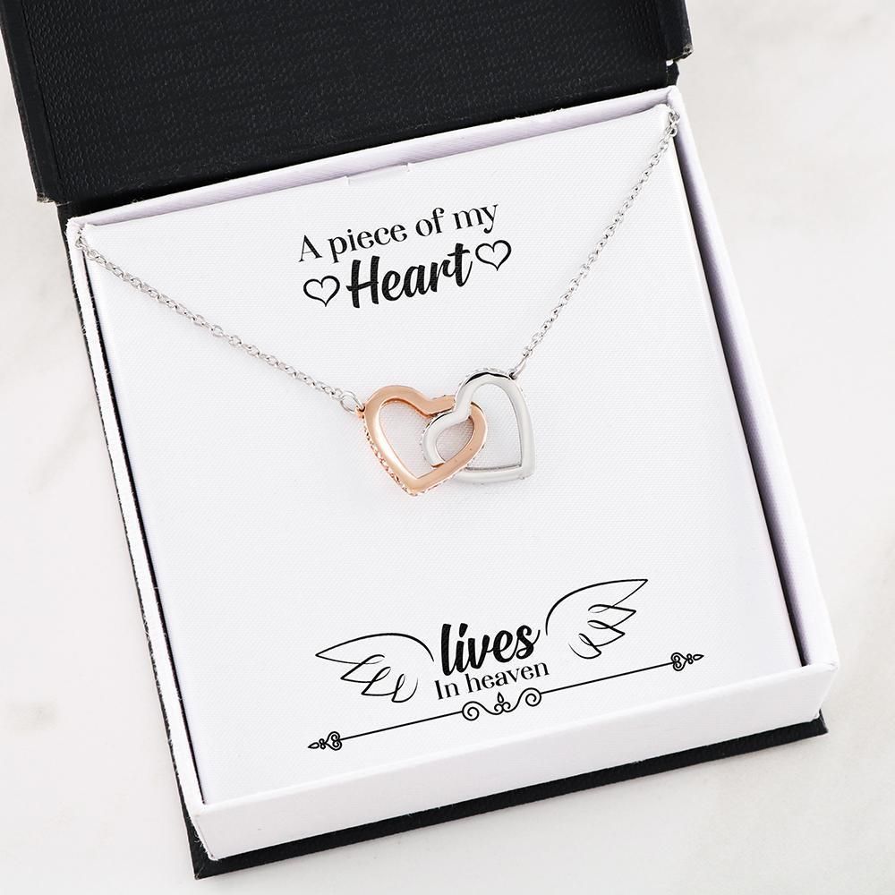 My Heart Lives In Interlocking Hearts Necklace For Mom