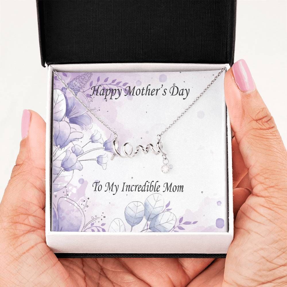 Happy Mother's Day Scripted Love Necklace Gift For Mom
