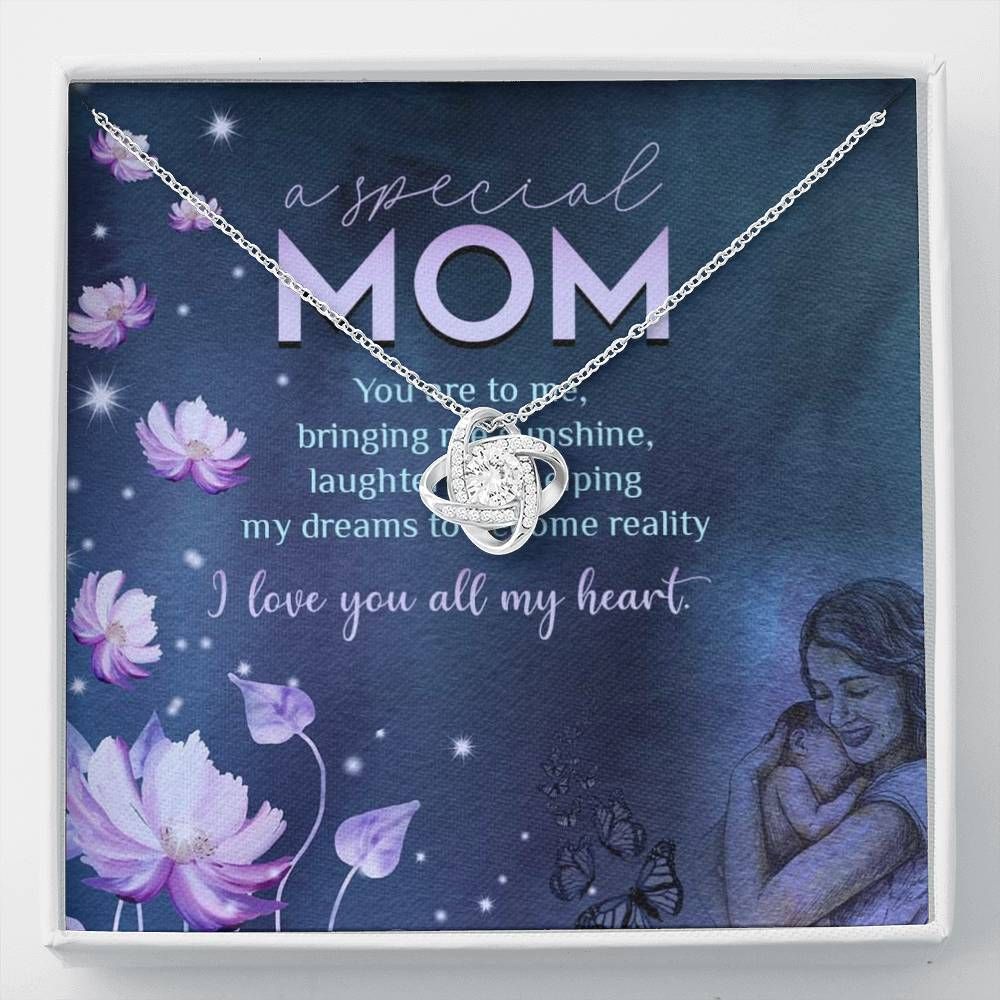 I Love You All My Heart Love Knot Necklace For Mom