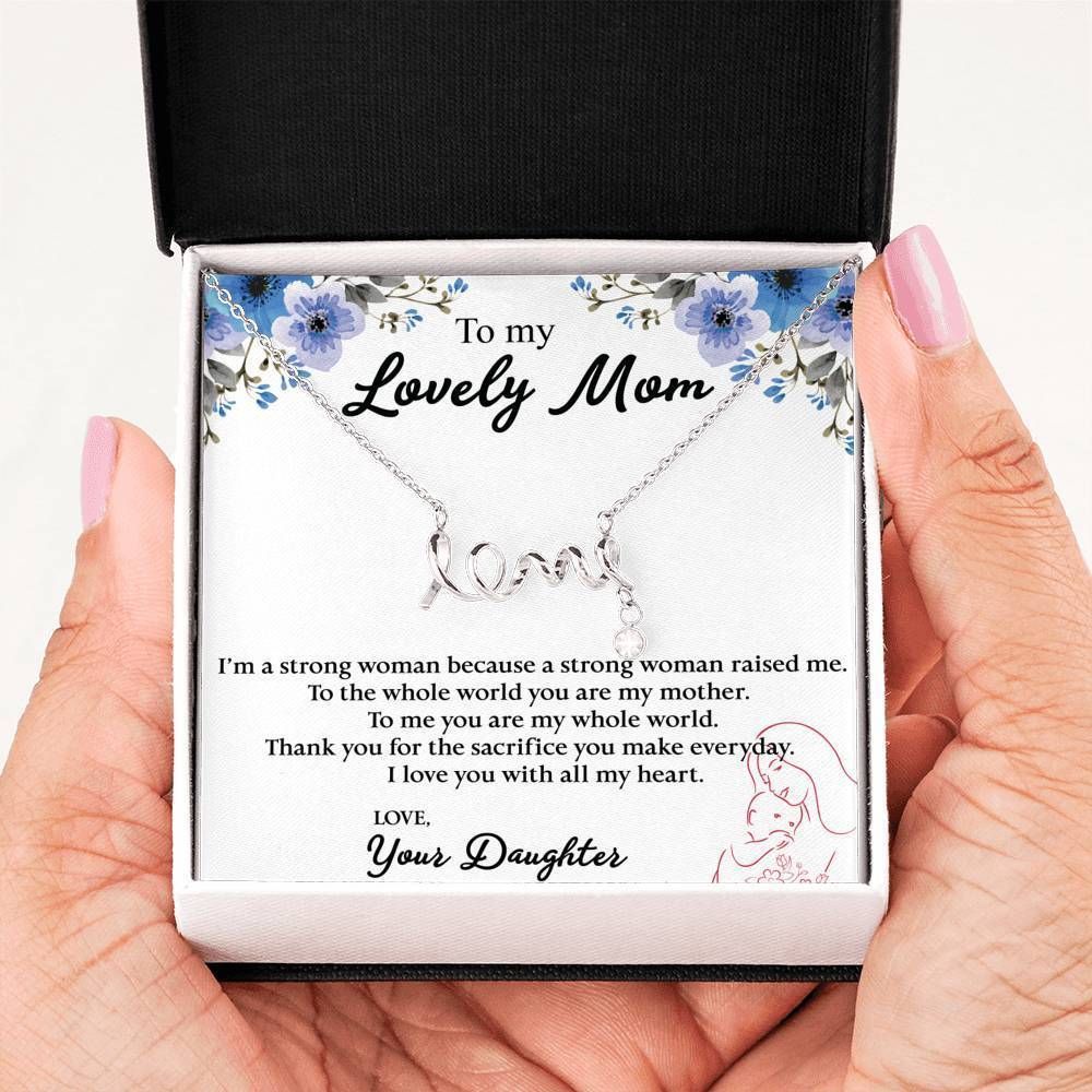 I Love You With All My Heart Scripted Love Necklace For Mom
