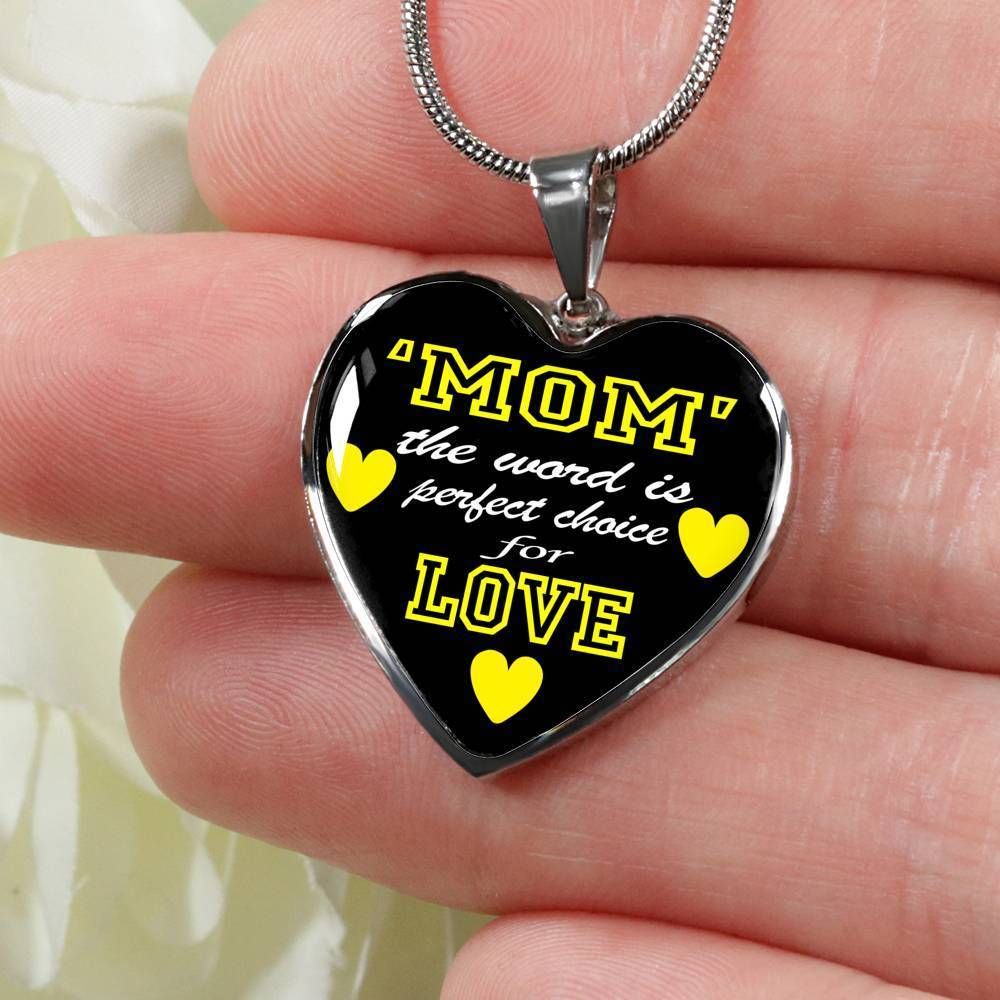 Mom The World Is Perfect Choice For Love Heart Pendant Necklace For Mom