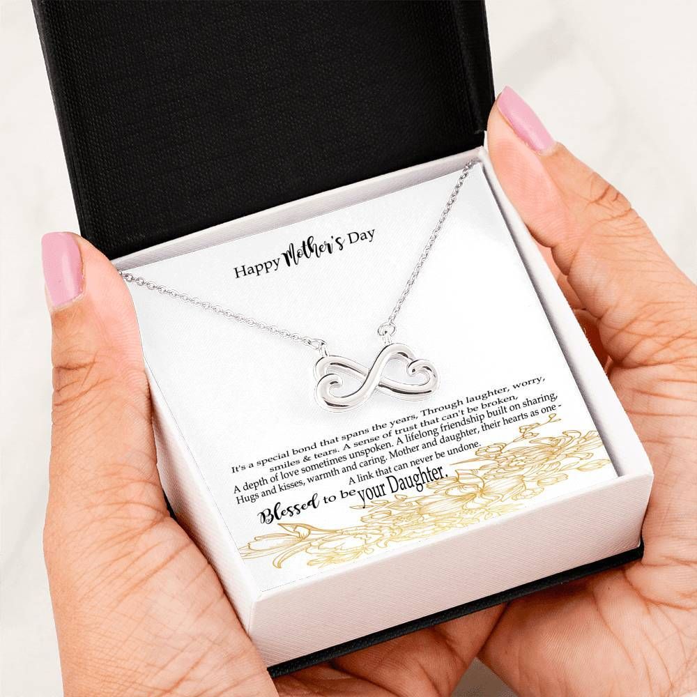 Mother And Daughter Infinity Heart Necklace With Message Card For Mom