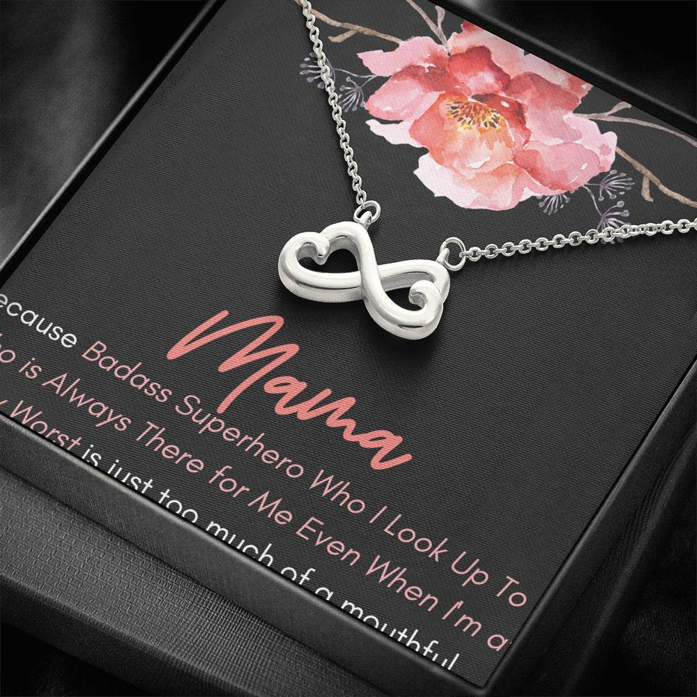 Infinity Heart Necklace Gift For Mother Because Badass Superhero Who I Look Up To