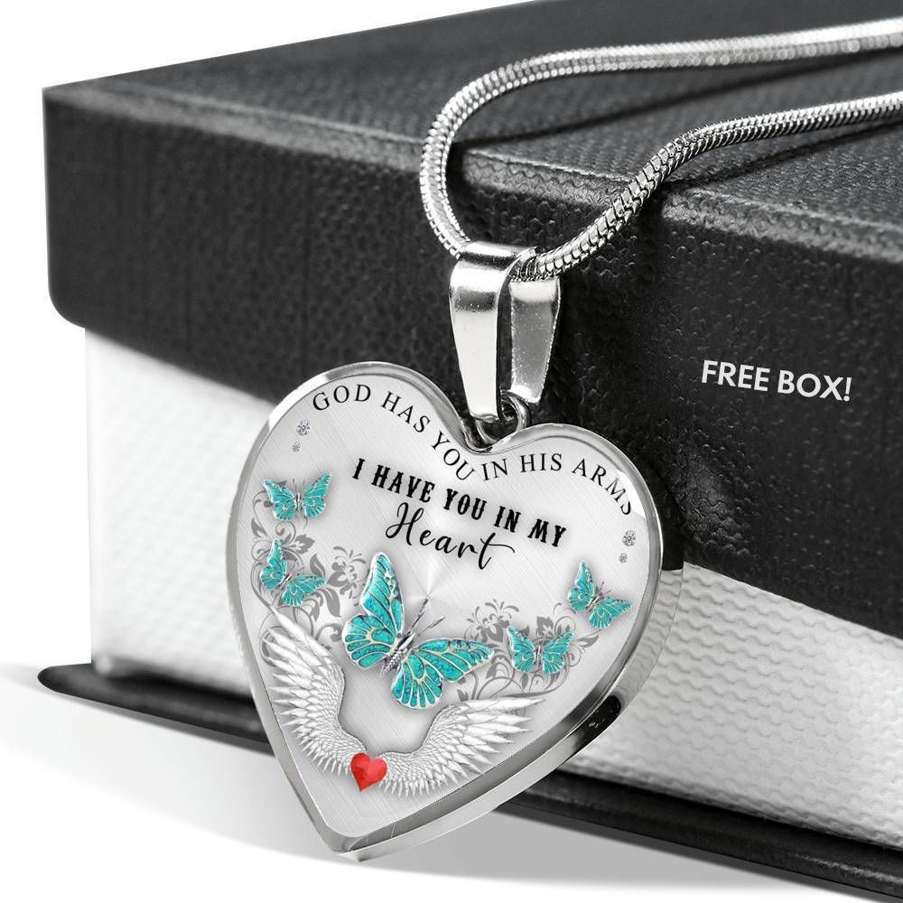 Butterfly I Have You In My Heart Heart Pendant Necklace Memorial Gift For Mother