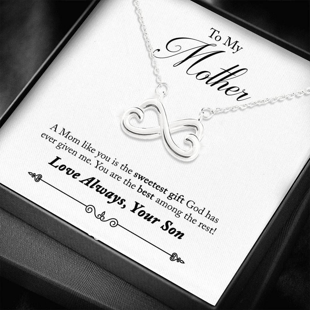 Son Gift For Mom Silver Infinity Heart Necklace Love Always