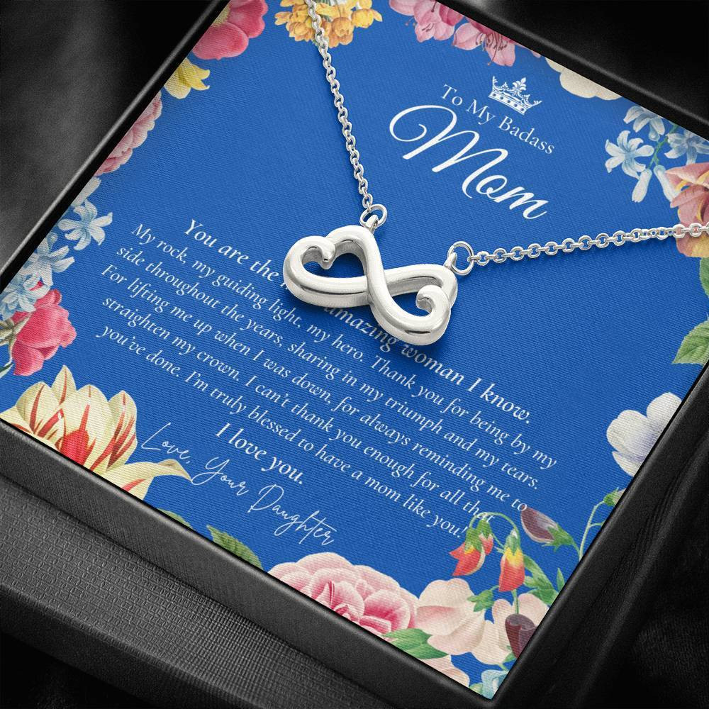 Infinity Heart Necklace Gift For Mom Badass Mom Thanks For Being By My Side