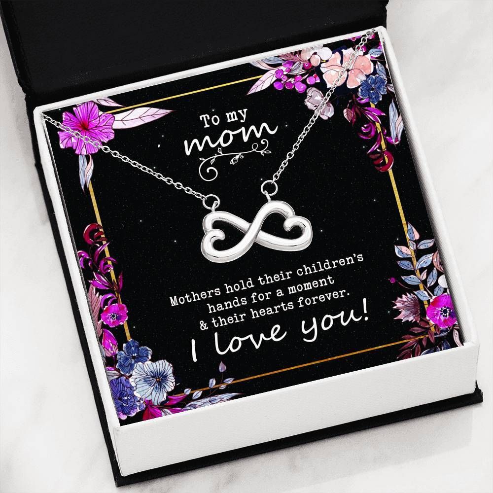 Silver Infinity Hearts Necklace Gift For Mom I Love You