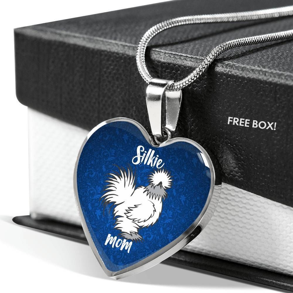 Silkie Mom Silver Heart Pendant Necklace Gift For Mom