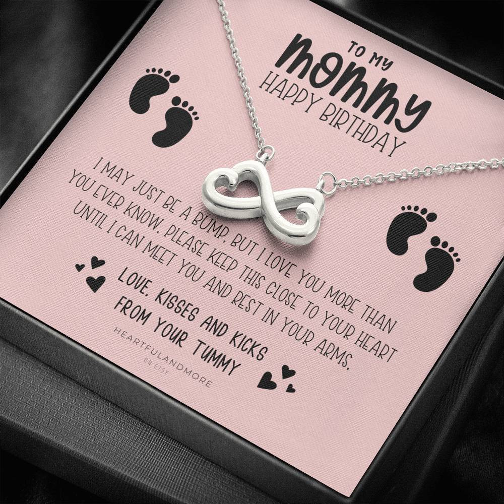 Sweet Pink Infinity Heart Necklace Gift For Mommy Until We Can Meet You