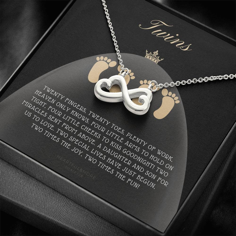 Infinity Heart Necklace Gift For Mom Of Twins A Daughter And Son For Us To Love