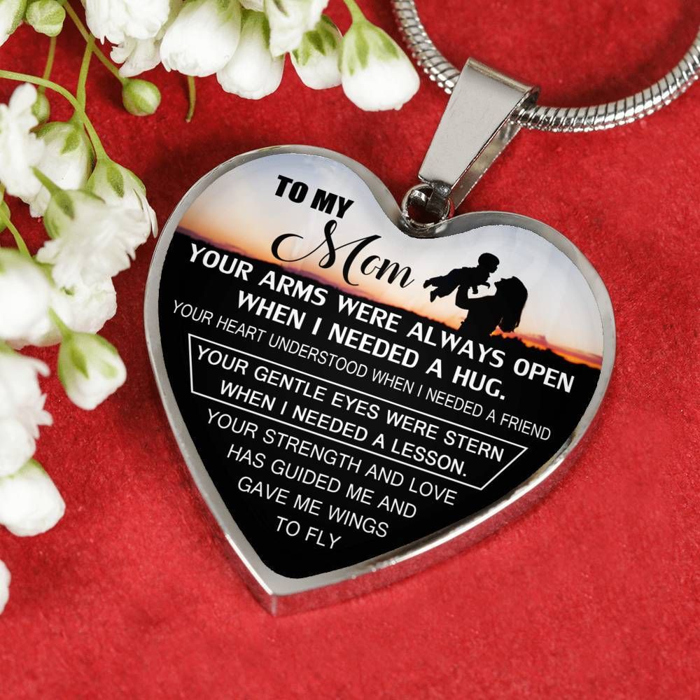 Your Arms Were Always Open Gift For Mom Silver Heart Pendant Necklace