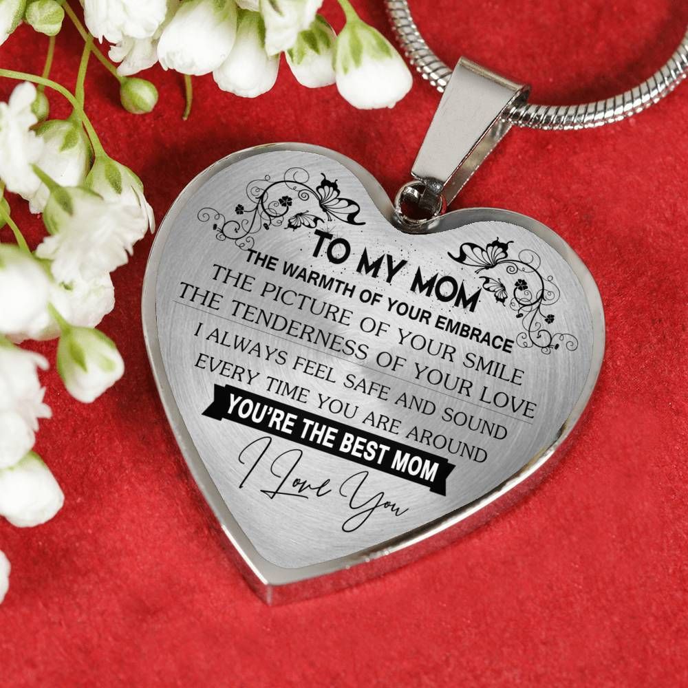Birthday Gift For Mom Silver Heart Pendant Necklace You're The Best Mom