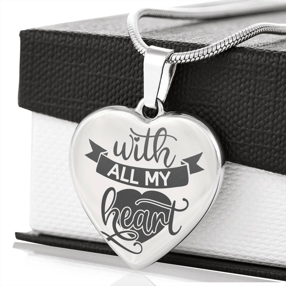 Birthday Gift For Mom Silver Heart Pendant Necklace With All My Heart