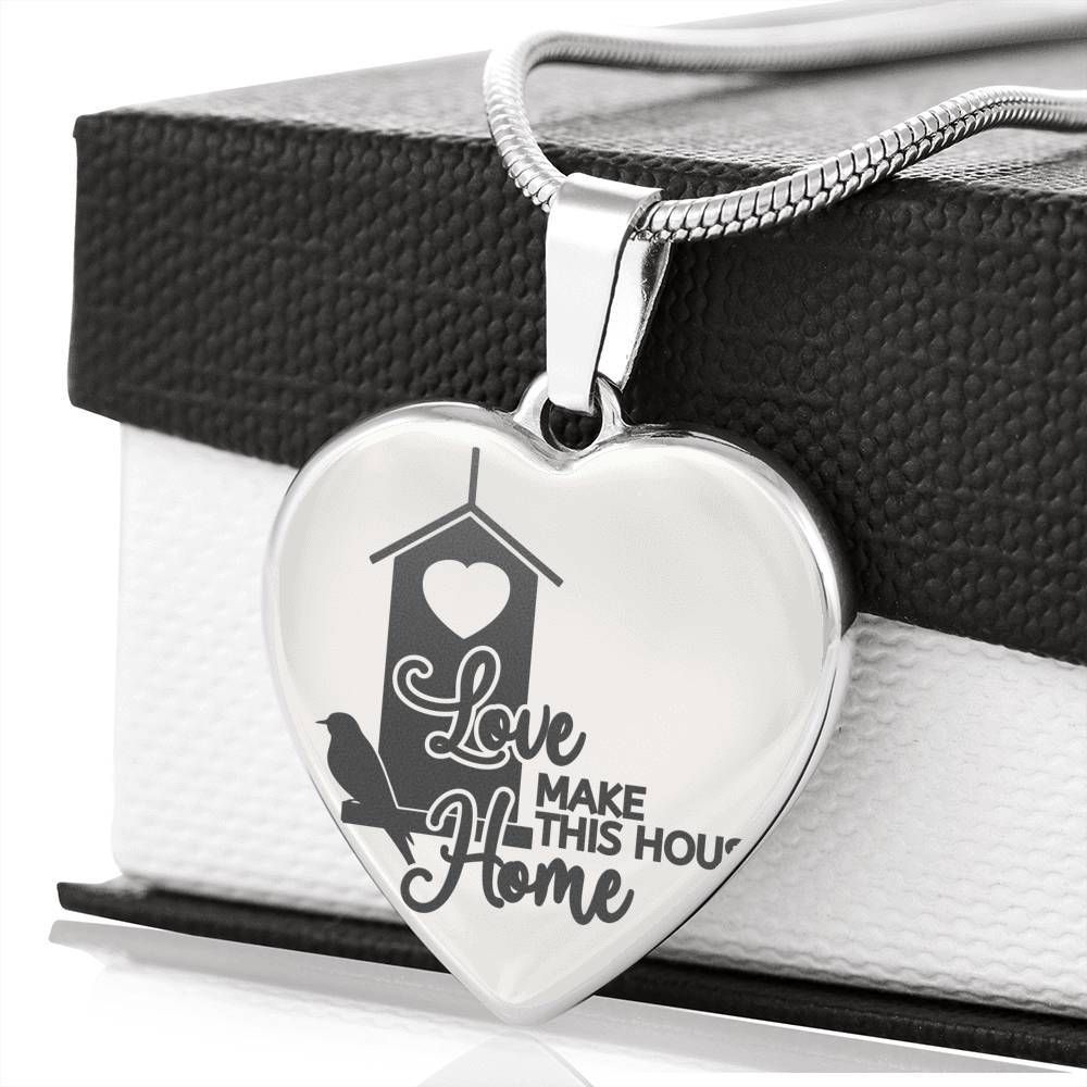 Birthday Gift For Mom Silver Heart Pendant Necklace Love Make This Hose Home