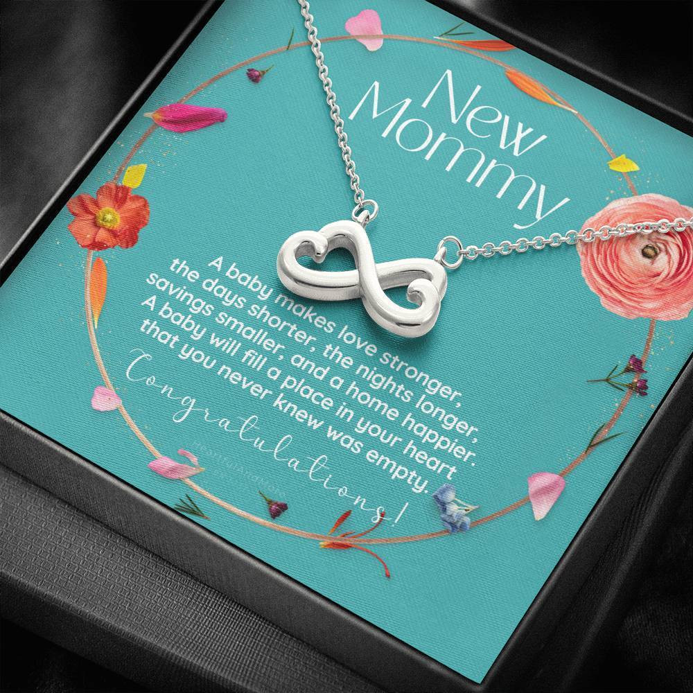 Floral Circle Congratulations Gift For Mom New Mom Infinity Heart Necklace