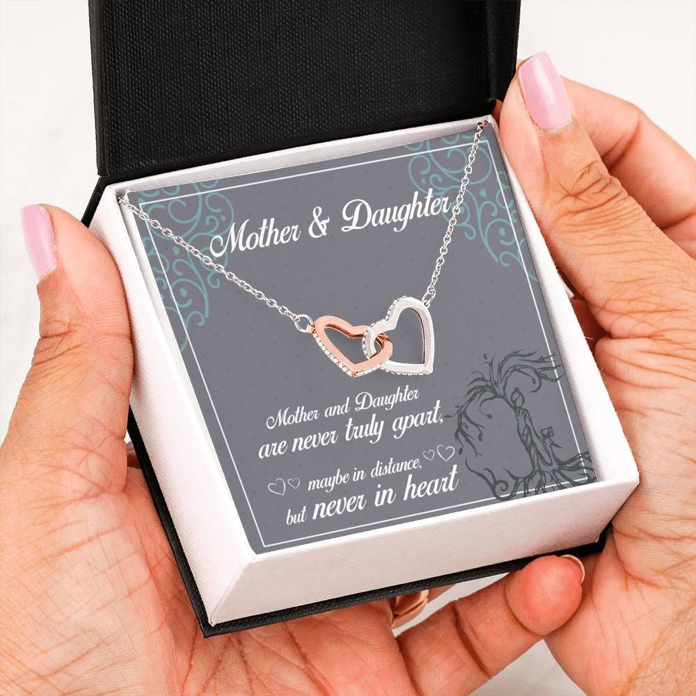 We Are Never Truly Apart Interlocking Hearts Necklace Gift For Mother