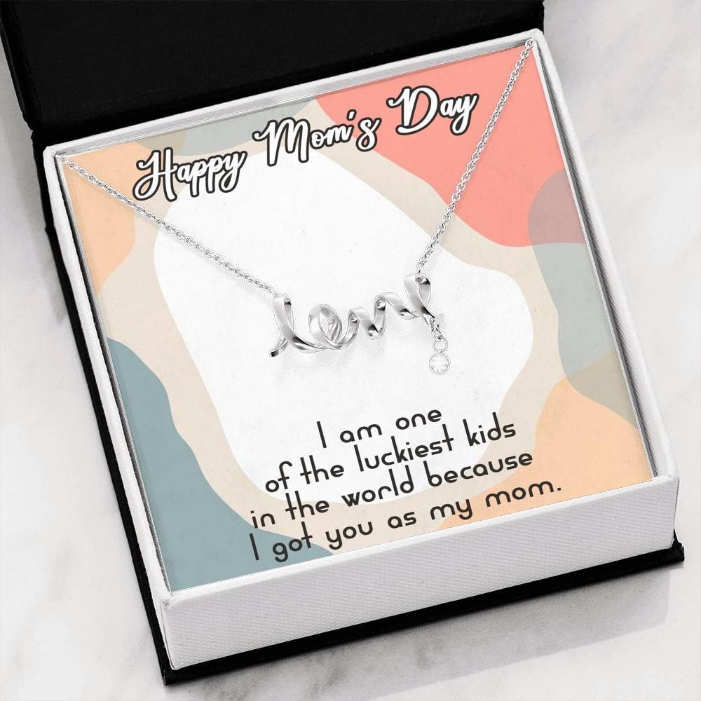 Scripted Love Necklace For Mom - Pastel Colors Design For Mother's Day