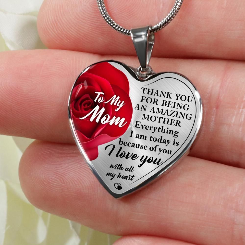 Perfect And Meaningful Gift For Mom Thankful Loving Silver Heart Pendant Necklace