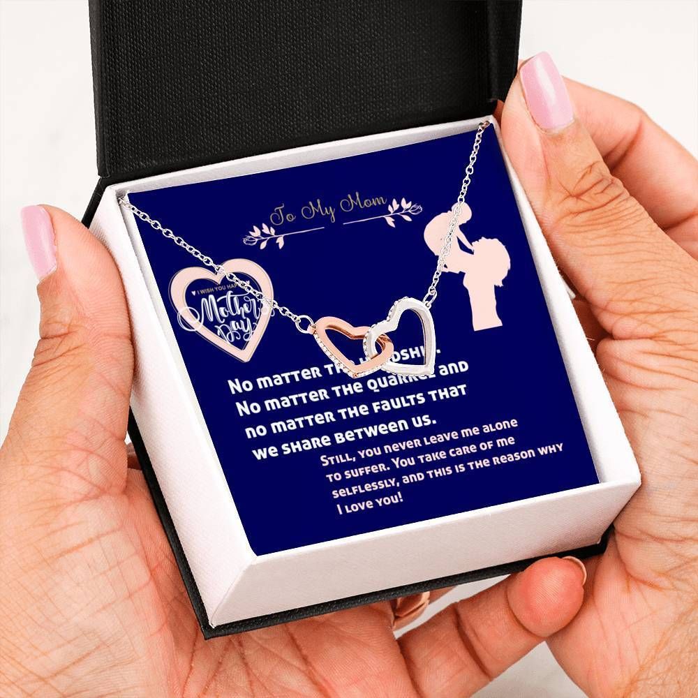 No Matter The Hardship, Gift For Mom, Mothers Day Gift, Interlocking Hearts Necklace With Message Card