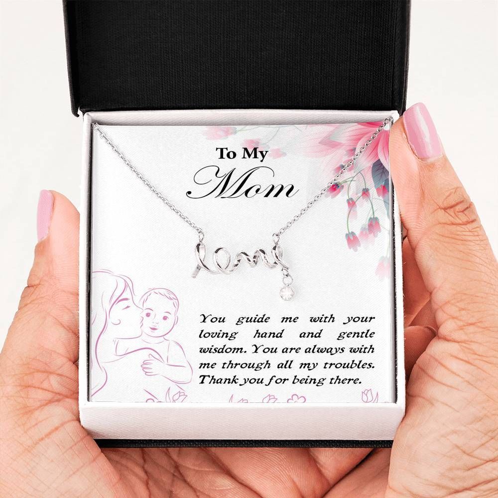 New Mom Gift, Mom Scripted Love Necklace, Jewelry For Mom