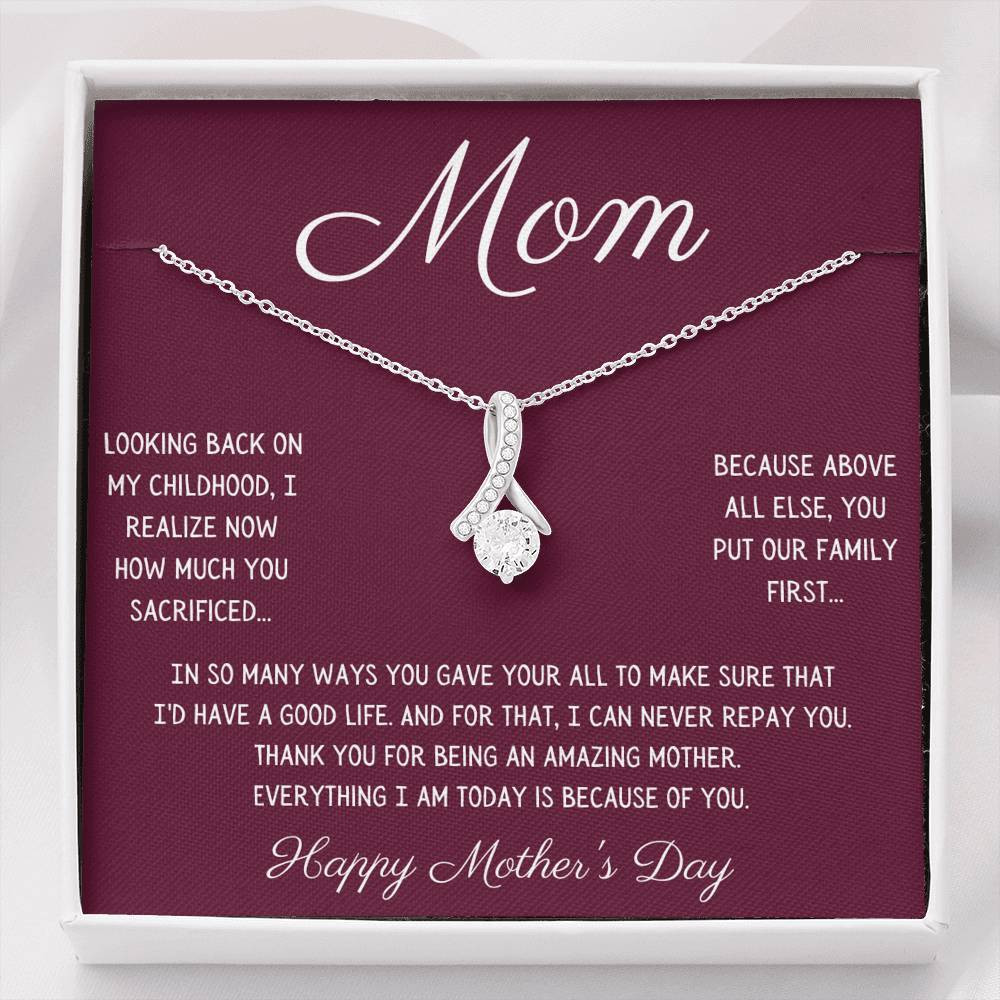 Alluring Beauty Necklace Gift For Mom Looking Back On My Childhood Happy Mother's Day