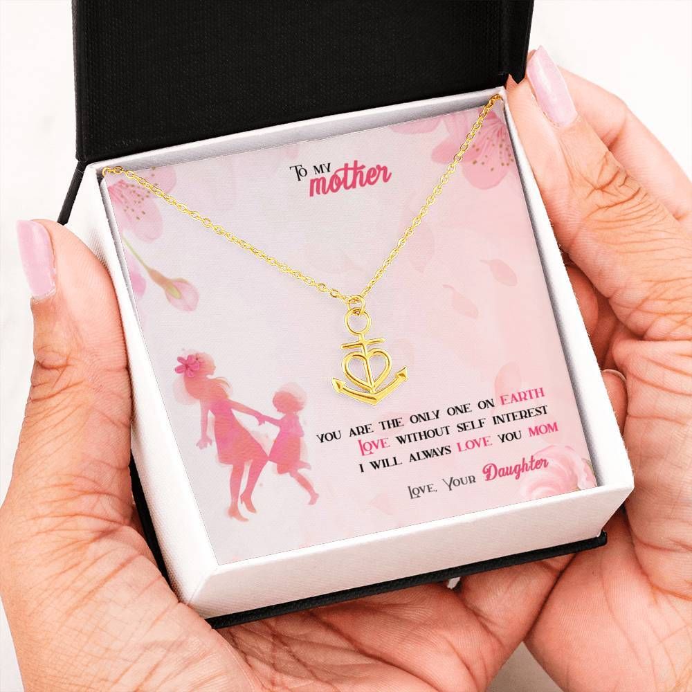 Daughter To Mom - Steel Anchor Necklace With On Demand Message Card