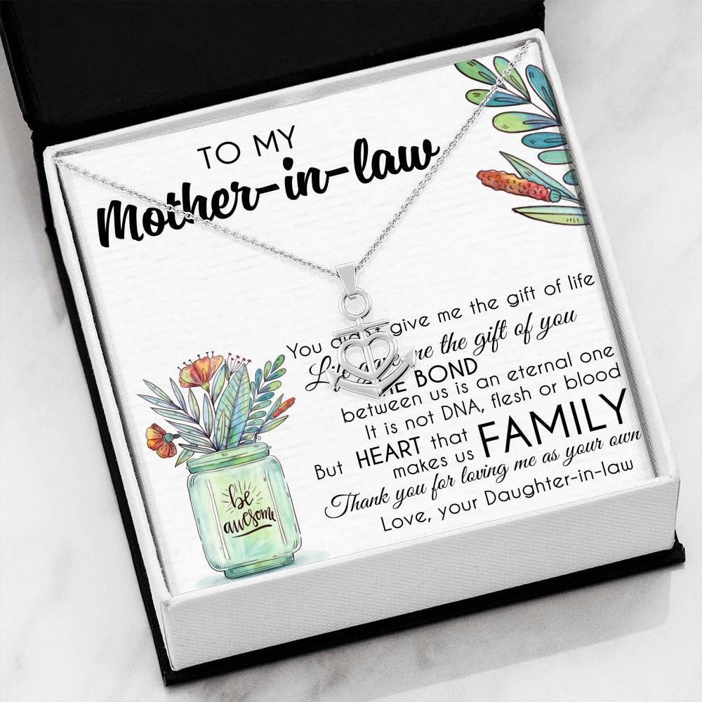 Gift For Mother-in-law Message Anchor Necklace Heart Made Us Family