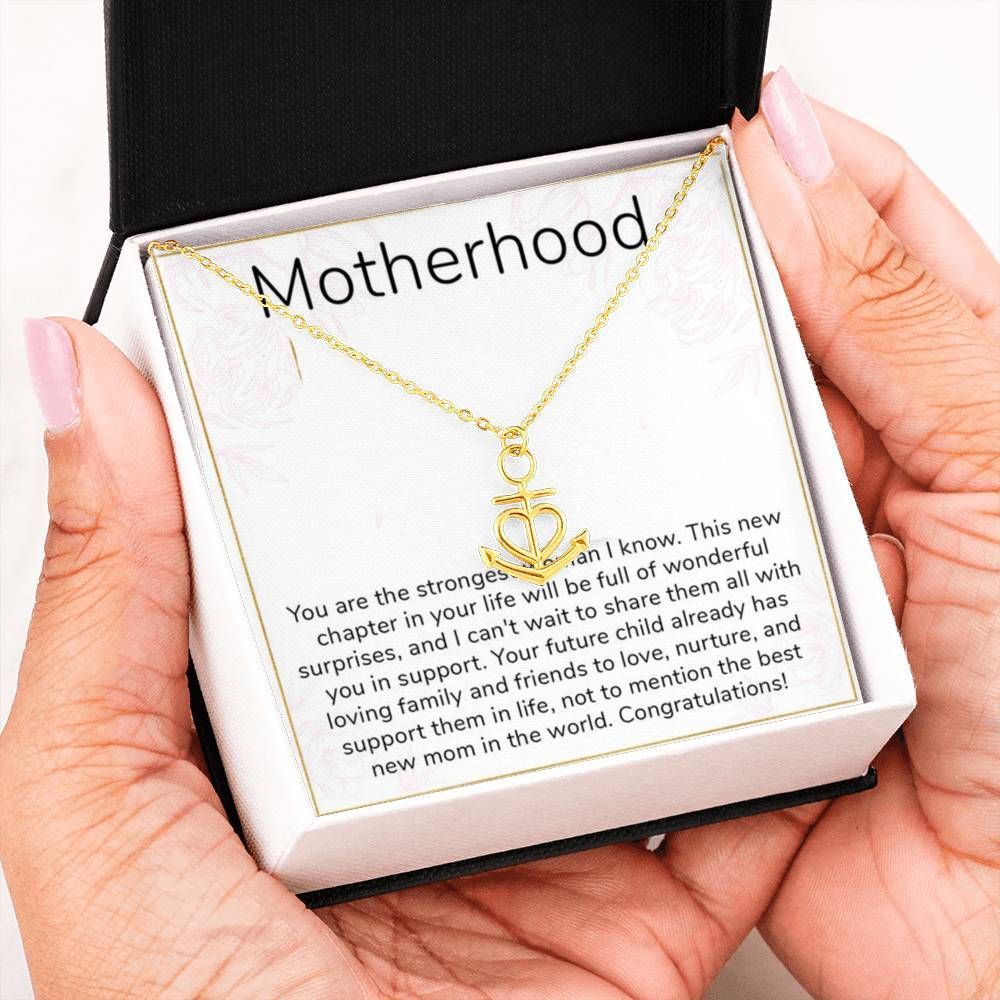 Gift For Motherhood Congratulation Message Anchor Necklace You're The New Best Mom In The World