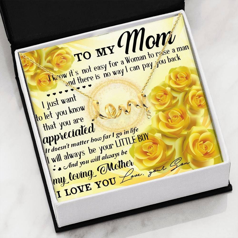 Gift For Mom Scripted Love Necklace You Will Always Be My Loving Mother