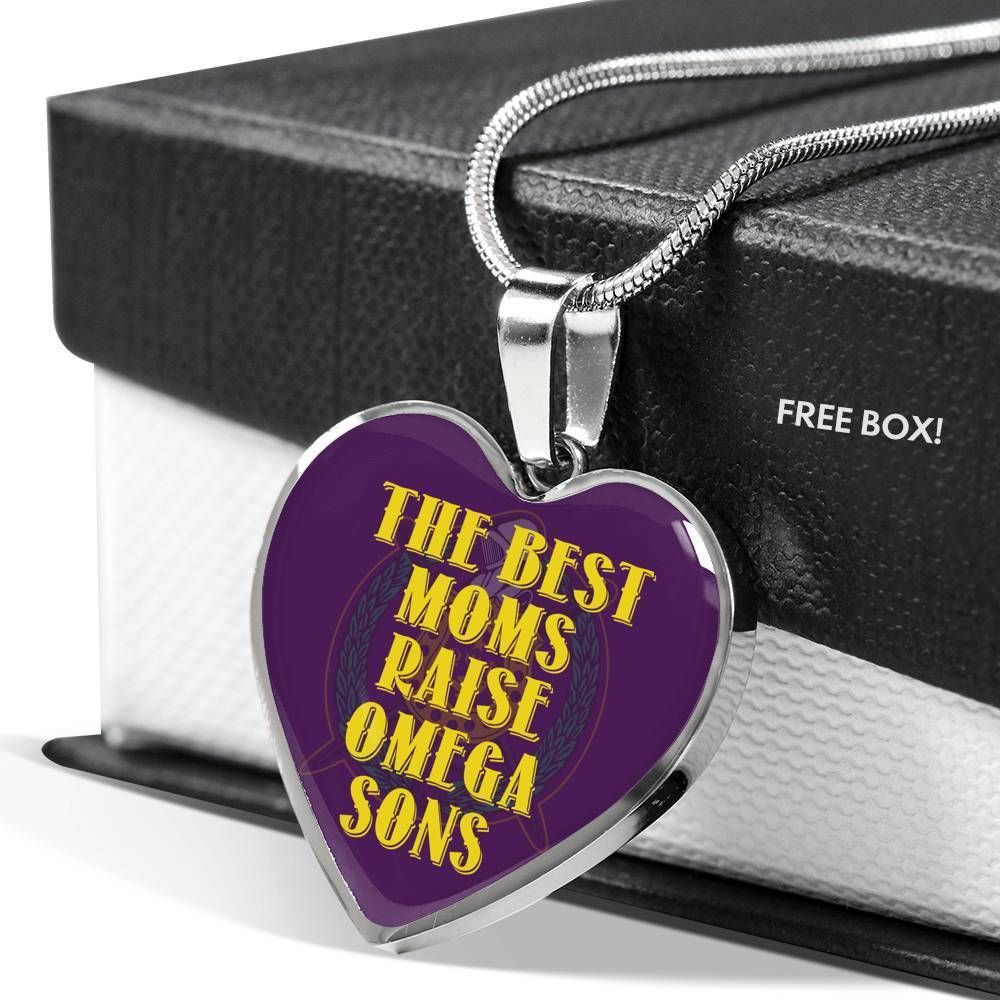 The Best Moms Raise Omega Sons Heart Pendant Necklace Gift For Mom