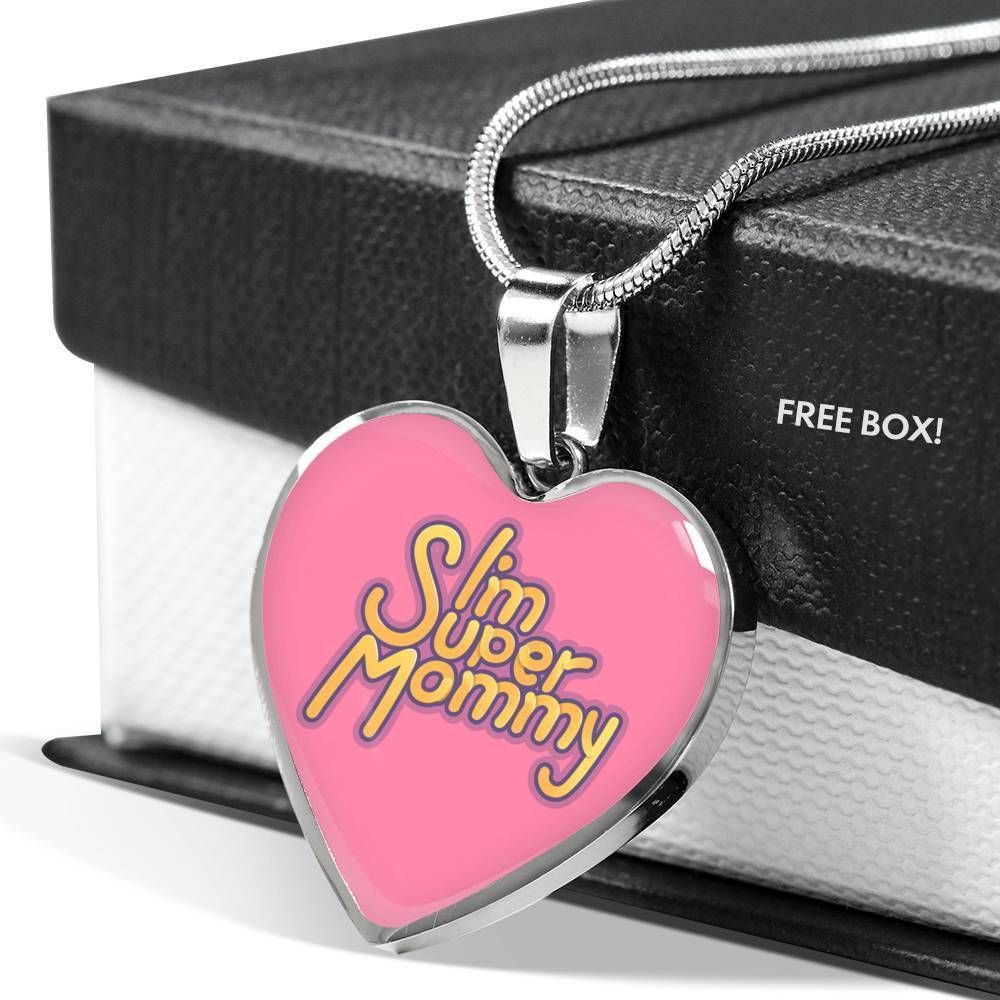 Gift For Mother's Day I'm Super Mommy Heart Pendant Necklace