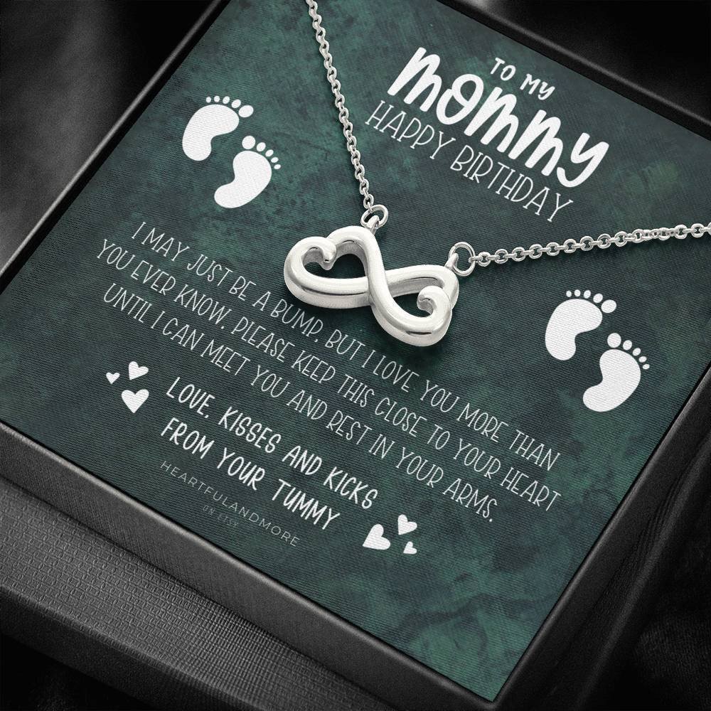 Dark Color Marble Infinity Heart Necklace Gift For Mommy Until We Can Meet You
