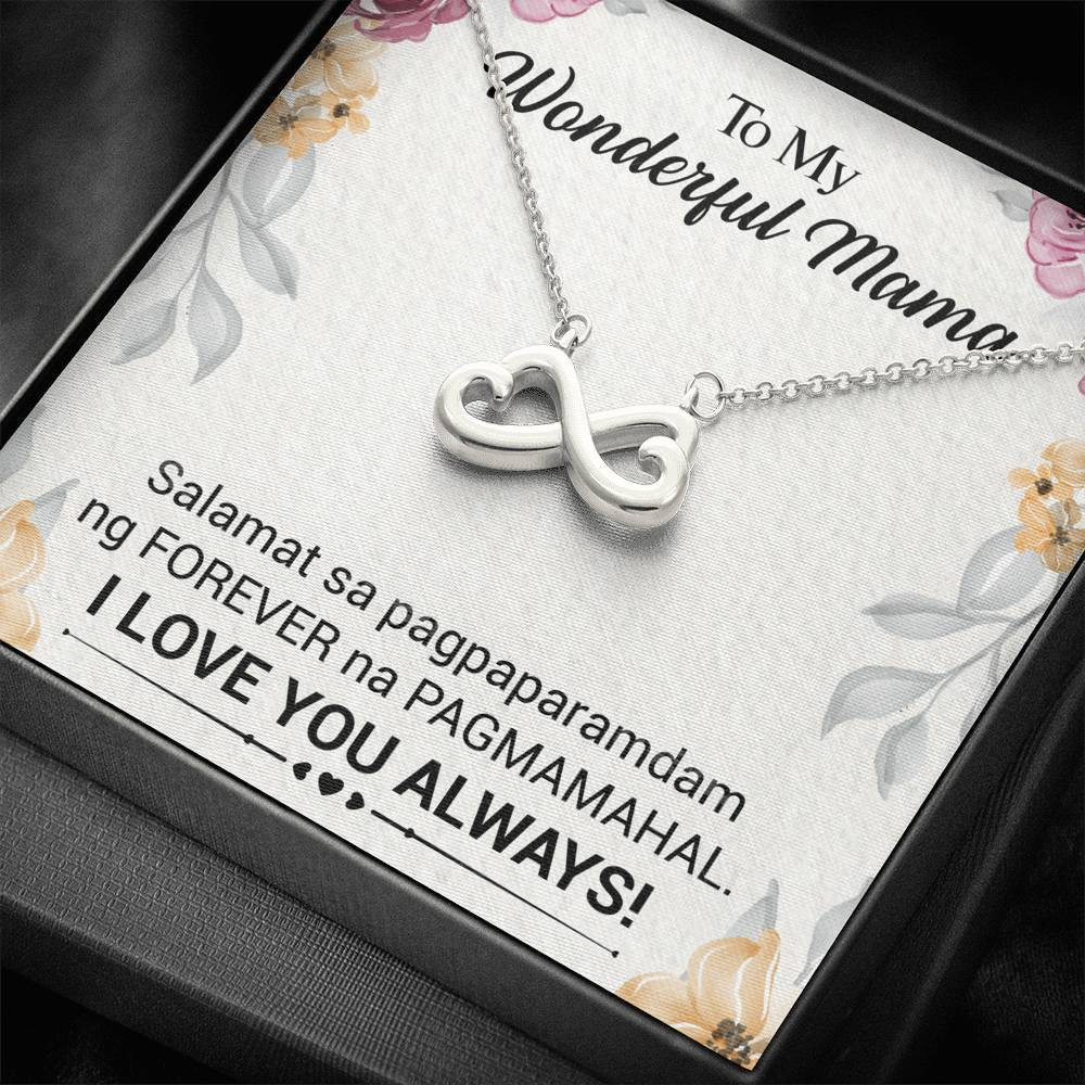 Silver Infinity Heart Necklace Gift For Mother I Love You Always