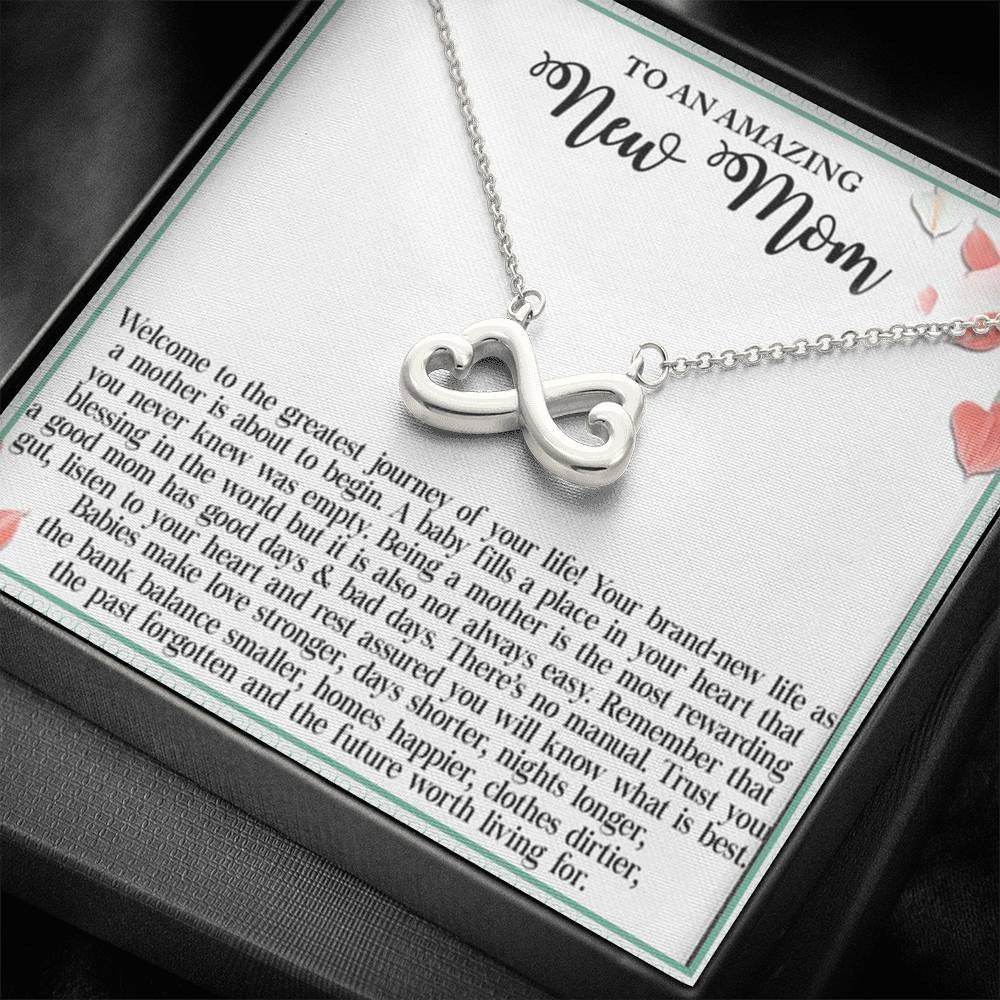 Infinity Heart Necklace Gift For Mom New Mom Welcome To The Greatest Journey Of Your Life